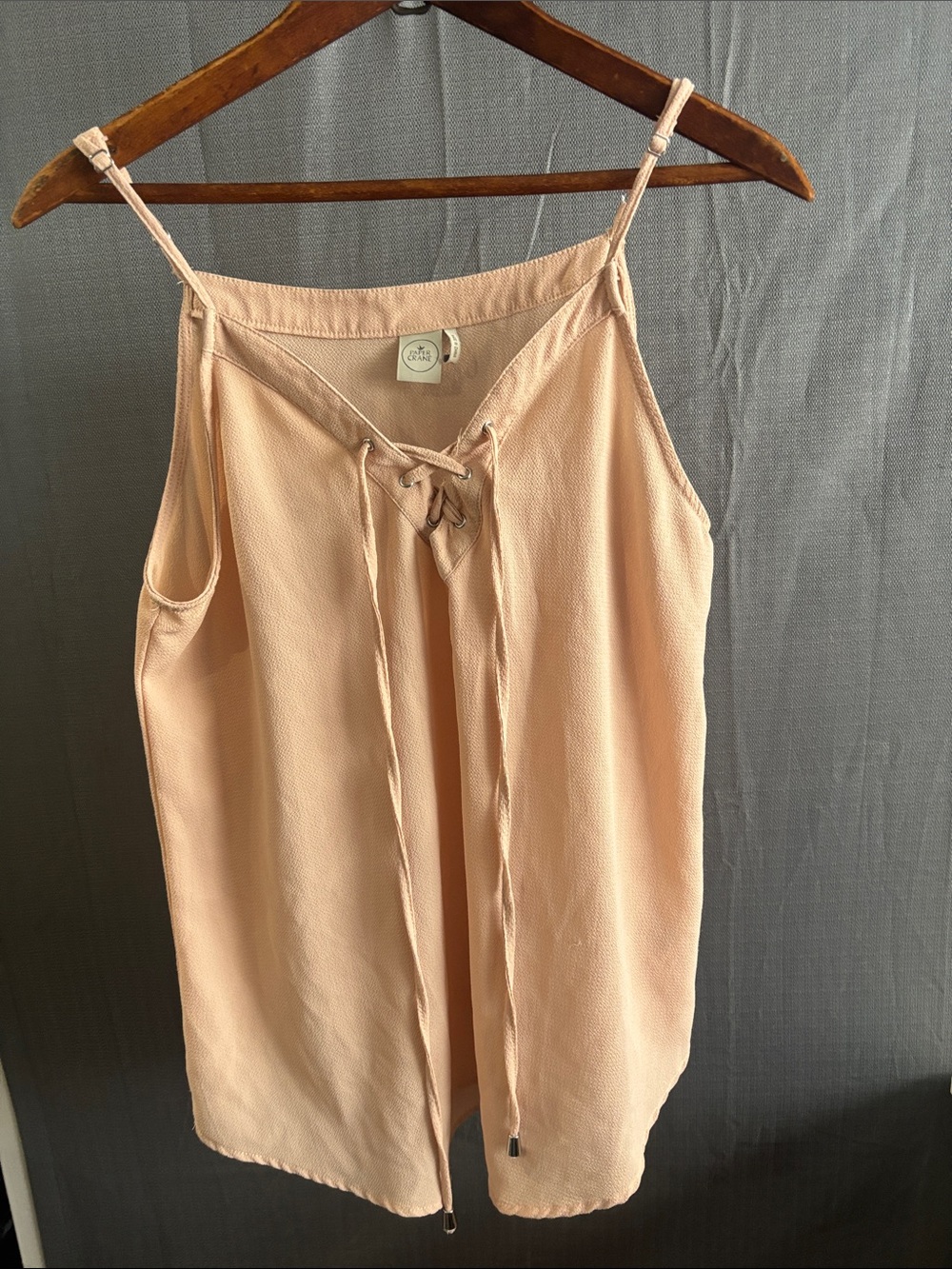 Paper Crane Light Blush Lace-Up Spaghetti Strap Camisole